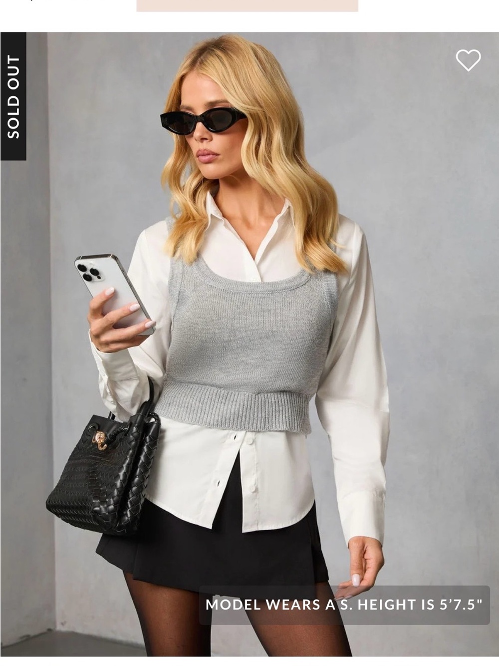 Vici Light Gray Cropped Knit Tank Sweater Vest